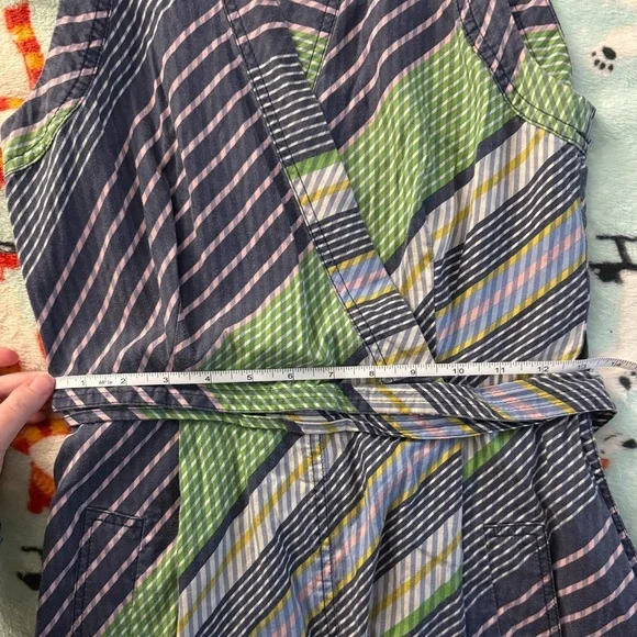 Tory Burch Overprinted Wrap Sleeveless Midi Dress Blue Green 6 - Picture 10 of 10